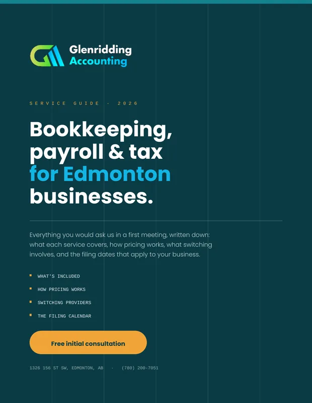 First page of the Glenridding Accounting service guide